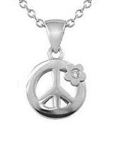 tiny comely peace sign silver childrens necklace